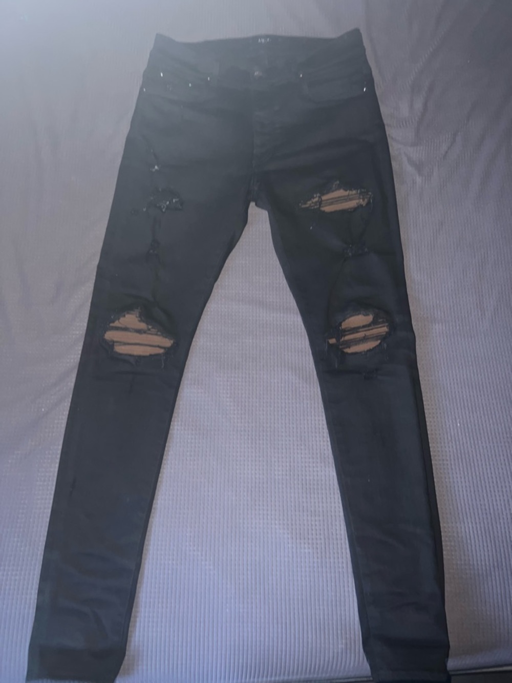 AMIRI Black Distressed Skinny Jeans